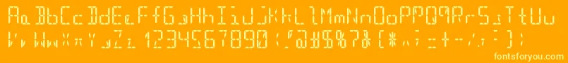 Segment16cBold-Schriftart – Gelbe Schriften auf orangefarbenem Hintergrund