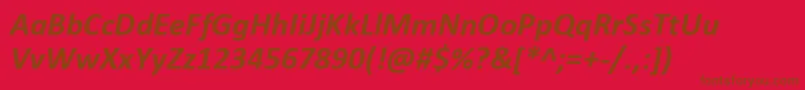 CalibriBoldItalic-Schriftart – Braune Schriften auf rotem Hintergrund