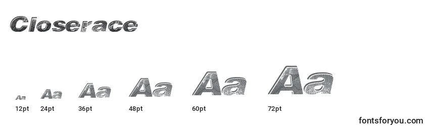 Closerace Font Sizes