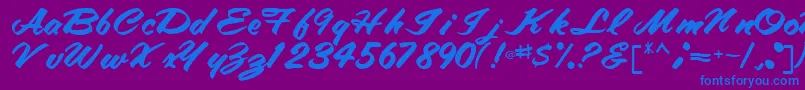 TracyRegular-fontti – siniset fontit violetilla taustalla