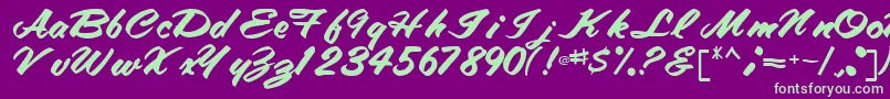フォントTracyRegular – 紫の背景に緑のフォント