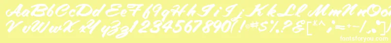 フォントTracyRegular – 黄色い背景に白い文字