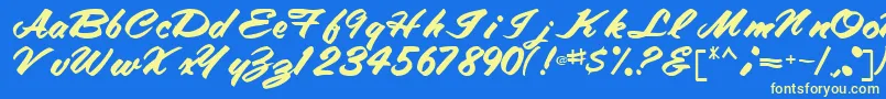 TracyRegular-fontti – keltaiset fontit sinisellä taustalla