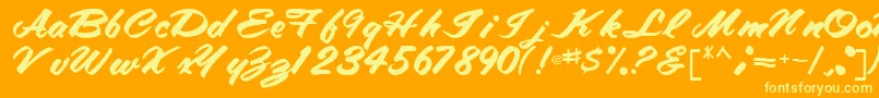 フォントTracyRegular – オレンジの背景に黄色の文字