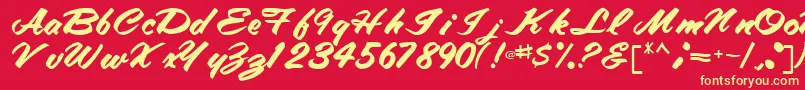 TracyRegular-fontti – keltaiset fontit punaisella taustalla