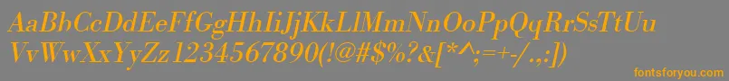 BodonistdItalic-Schriftart – Orangefarbene Schriften auf grauem Hintergrund