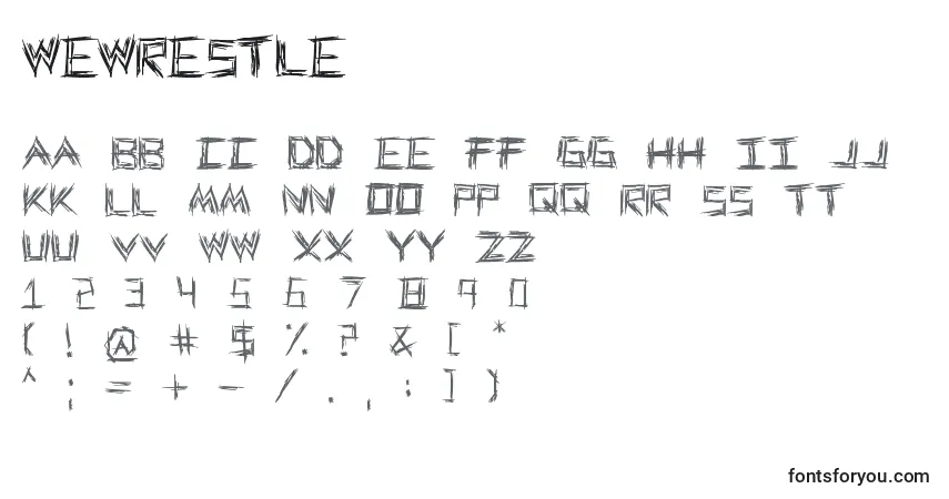 A fonte WeWrestle – alfabeto, números, caracteres especiais