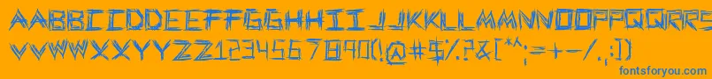 WeWrestle-Schriftart – Blaue Schriften auf orangefarbenem Hintergrund