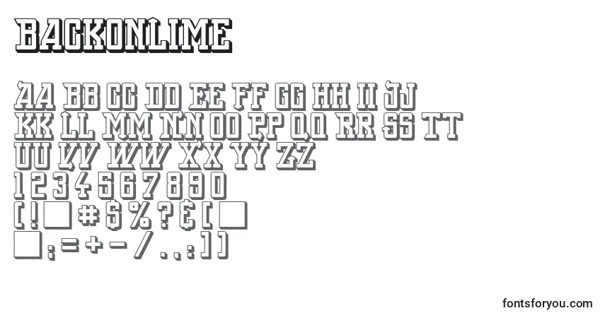 Czcionka BackOnLime – alfabet, cyfry, specjalne znaki
