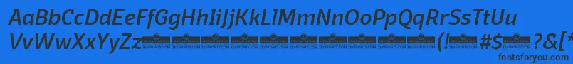 フォントDomotikaMediumItalicTrial – 黒い文字の青い背景