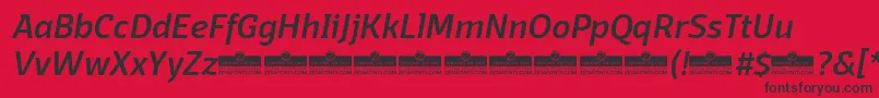DomotikaMediumItalicTrial-fontti – mustat fontit punaisella taustalla