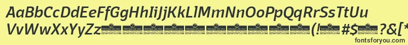 Шрифт DomotikaMediumItalicTrial – чёрные шрифты на жёлтом фоне