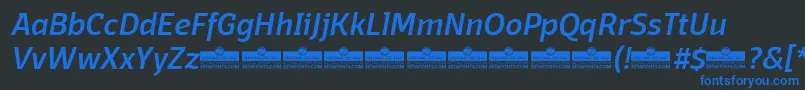 Czcionka DomotikaMediumItalicTrial – niebieskie czcionki na czarnym tle