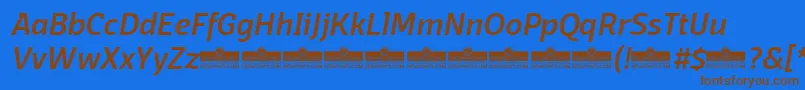 DomotikaMediumItalicTrial-Schriftart – Braune Schriften auf blauem Hintergrund