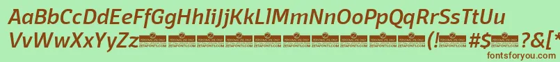 Шрифт DomotikaMediumItalicTrial – коричневые шрифты на зелёном фоне