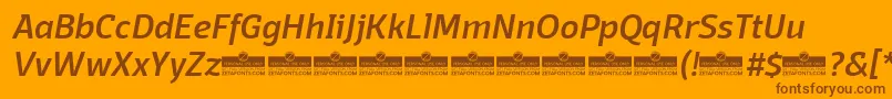 フォントDomotikaMediumItalicTrial – オレンジの背景に茶色のフォント