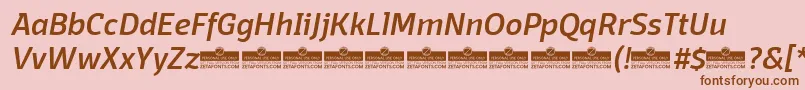 DomotikaMediumItalicTrial-Schriftart – Braune Schriften auf rosa Hintergrund