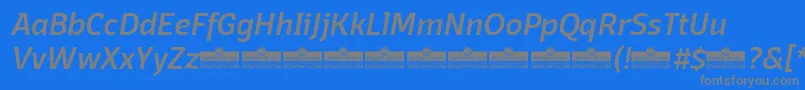 DomotikaMediumItalicTrial-Schriftart – Graue Schriften auf blauem Hintergrund
