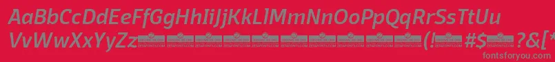 フォントDomotikaMediumItalicTrial – 赤い背景に灰色の文字