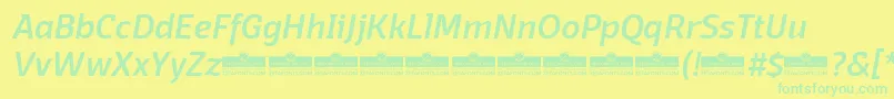 フォントDomotikaMediumItalicTrial – 黄色い背景に緑の文字