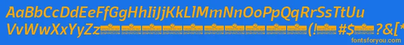 Шрифт DomotikaMediumItalicTrial – оранжевые шрифты на синем фоне