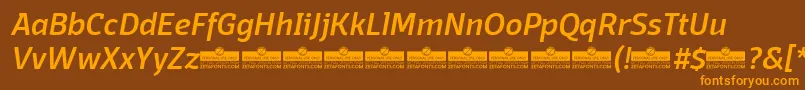 DomotikaMediumItalicTrial-fontti – oranssit fontit ruskealla taustalla