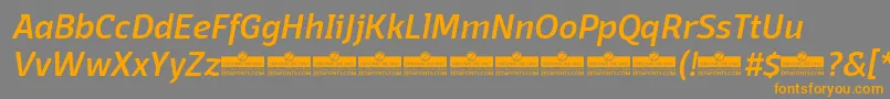 DomotikaMediumItalicTrial-Schriftart – Orangefarbene Schriften auf grauem Hintergrund