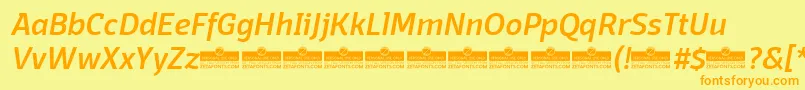 Czcionka DomotikaMediumItalicTrial – pomarańczowe czcionki na żółtym tle