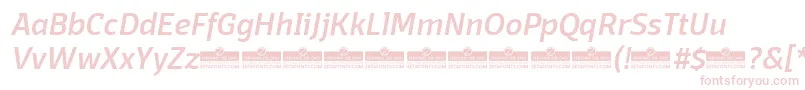 Fonte DomotikaMediumItalicTrial – fontes rosa em um fundo branco