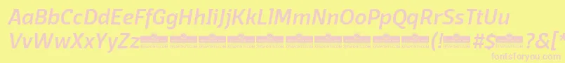 Шрифт DomotikaMediumItalicTrial – розовые шрифты на жёлтом фоне