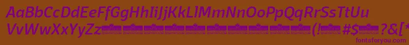 DomotikaMediumItalicTrial-fontti – violetit fontit ruskealla taustalla