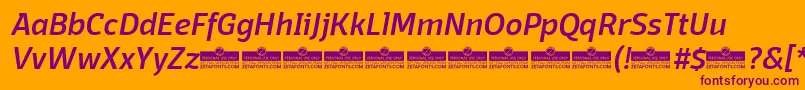 DomotikaMediumItalicTrial-fontti – violetit fontit oranssilla taustalla