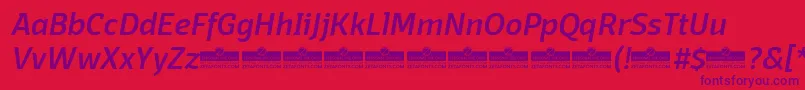 フォントDomotikaMediumItalicTrial – 赤い背景に紫のフォント