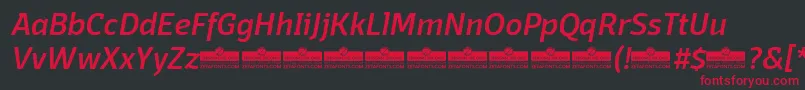 フォントDomotikaMediumItalicTrial – 黒い背景に赤い文字