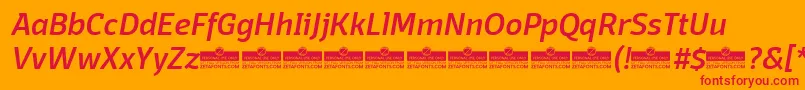 フォントDomotikaMediumItalicTrial – オレンジの背景に赤い文字