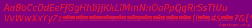 DomotikaMediumItalicTrial-fontti – punaiset fontit violetilla taustalla