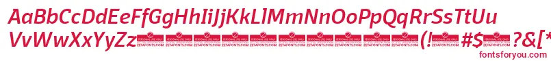 Шрифт DomotikaMediumItalicTrial – красные шрифты на белом фоне