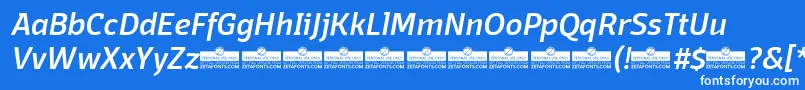 Шрифт DomotikaMediumItalicTrial – белые шрифты на синем фоне
