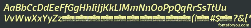 フォントDomotikaMediumItalicTrial – 黒い背景に黄色の文字