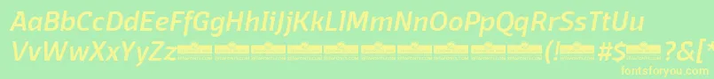 DomotikaMediumItalicTrial-fontti – keltaiset fontit vihreällä taustalla