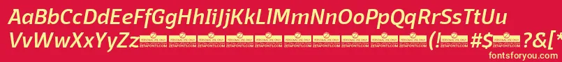 Шрифт DomotikaMediumItalicTrial – жёлтые шрифты на красном фоне