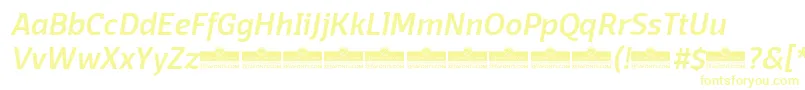 フォントDomotikaMediumItalicTrial – 白い背景に黄色の文字