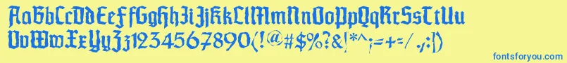 Schaftstiefelkaputt Font – Blue Fonts on Yellow Background