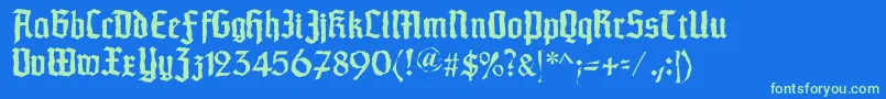 Schaftstiefelkaputt Font – Green Fonts on Blue Background