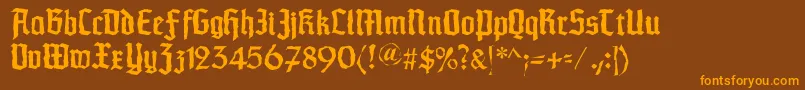 Schaftstiefelkaputt Font – Orange Fonts on Brown Background