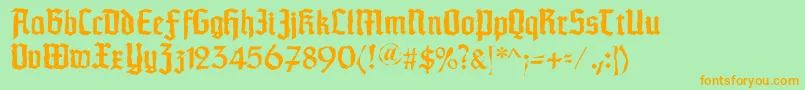Schaftstiefelkaputt Font – Orange Fonts on Green Background
