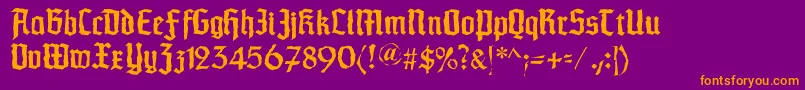Fonte Schaftstiefelkaputt – fontes laranjas em um fundo violeta