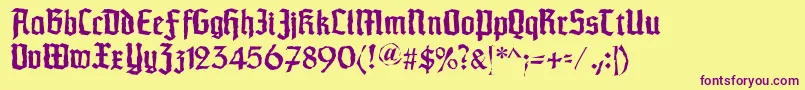 Schaftstiefelkaputt Font – Purple Fonts on Yellow Background