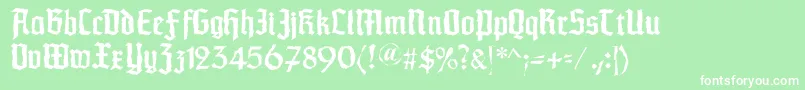 Schaftstiefelkaputt-Schriftart – Weiße Schriften auf grünem Hintergrund