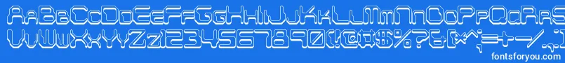 ChintzyCpuShadowBrk-Schriftart – Weiße Schriften auf blauem Hintergrund